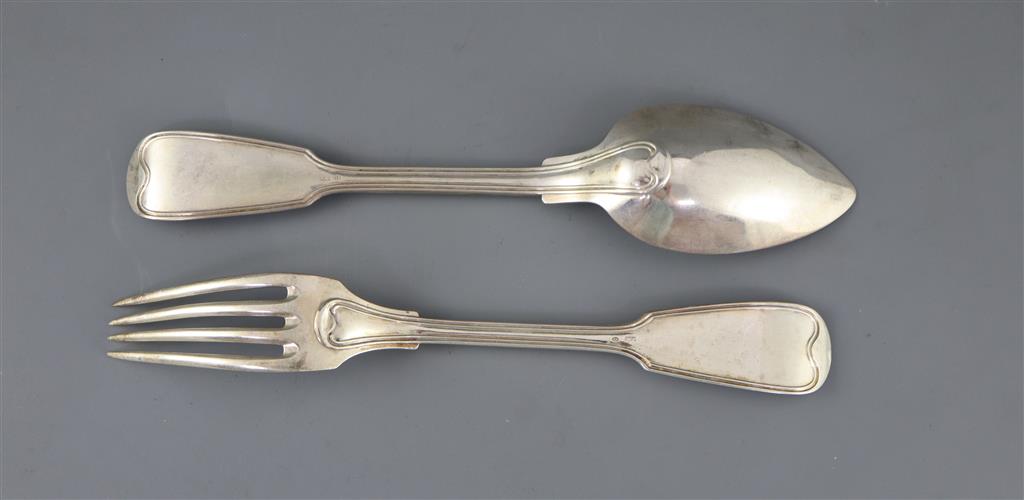 A 19th century Austrian 13 loth (.812 standard silver) service of fiddle and thread pattern flatware, in fitted canteen,